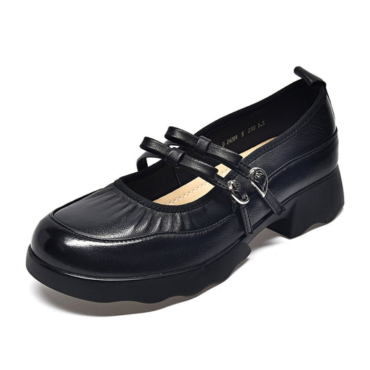 Women's Mary Jane Korean Double-breasted Bow Low-cut Loafers
