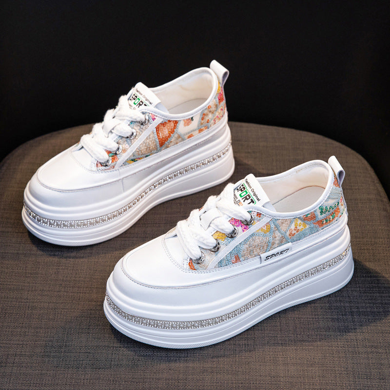 Women's Hidden White Summer Fashion Platform Sequined Small Women's Casual Shoes