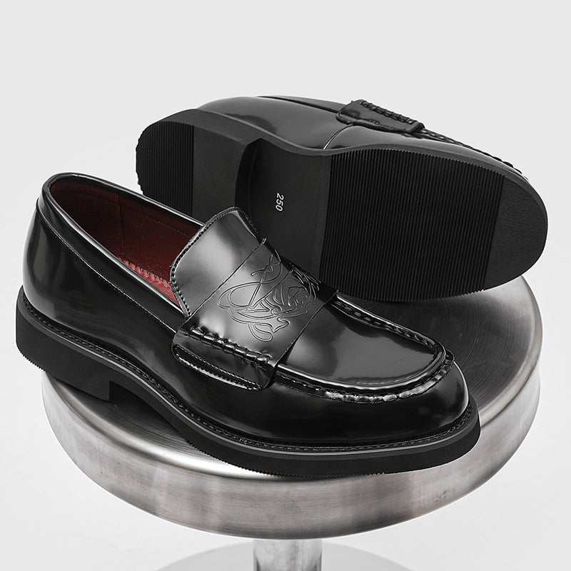 Women's & Men's Embossed Commuter Trendy Slip-on Retro British Leather Shoes