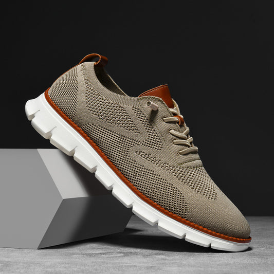 Men's Size British Brogue Fashionable Flying Woven Surface Breathable Casual Shoes