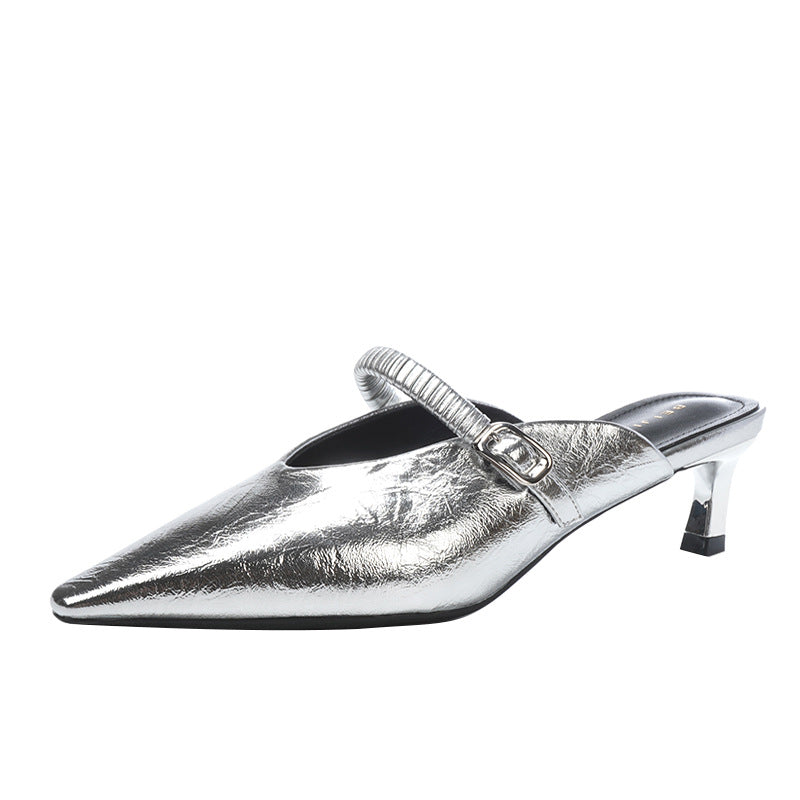 Women's Closed Toe Outer Wear Pointed Stiletto Half Heels
