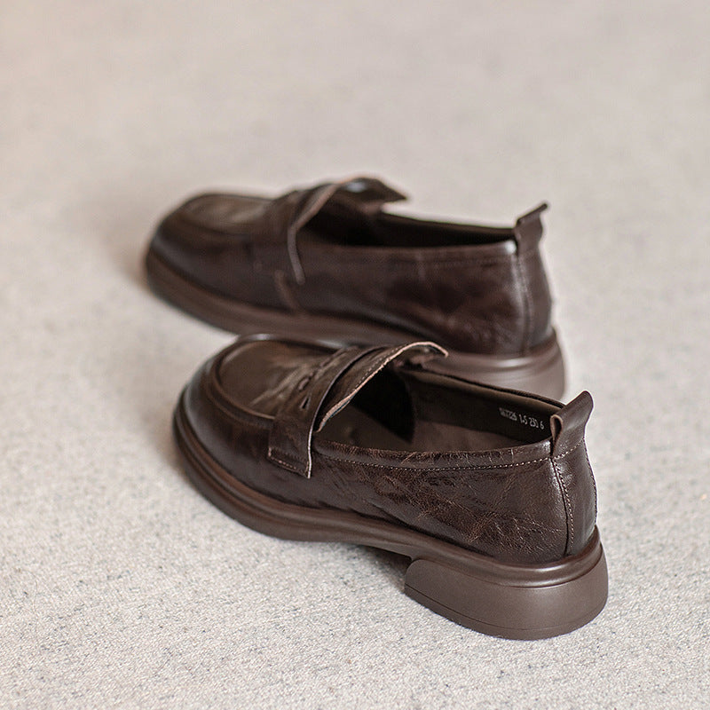 Sheepskin Low British Style Slip-on Uniform Loafers