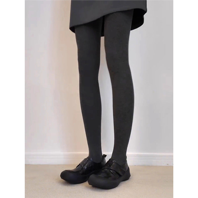 Women's Cowhide French Style Platform Slip-on Soft Bottom Commuter Black Women's Fashion Shoes