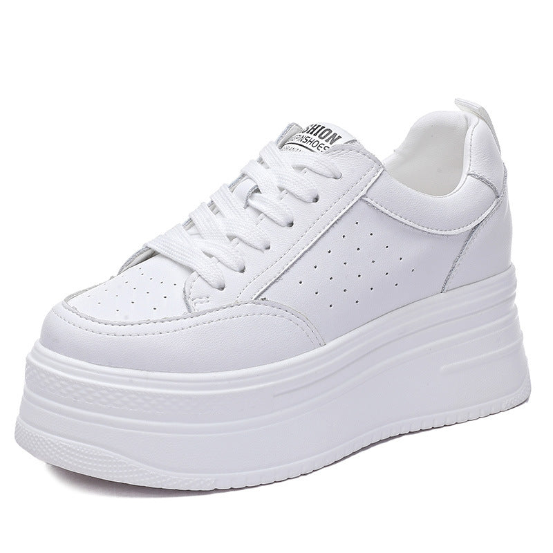 Women's Thick Bottom Inner Height Increase Punching Breathable Casual Shoes