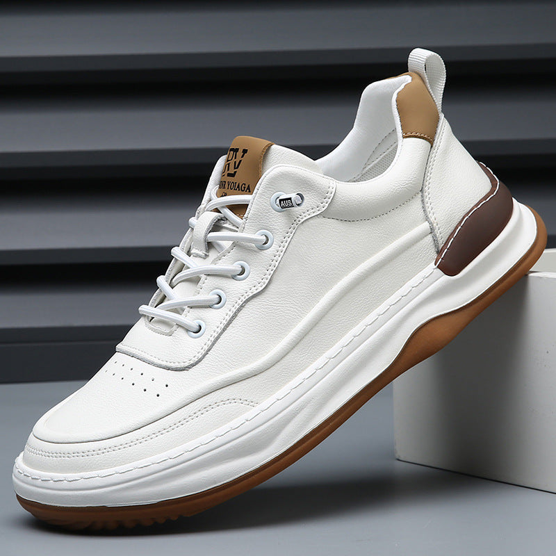 Men's Genuine Spring Fashion Head Tilt White Thick Bottom Men's Board Shoes