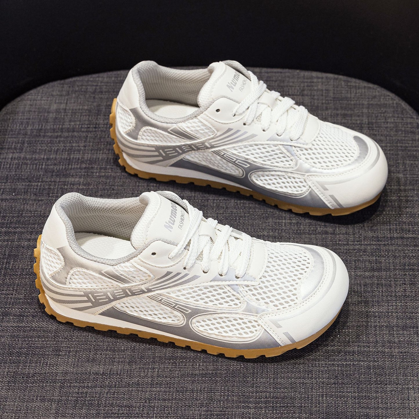 Women's White Summer Mesh Breathable Genuine Elevator Casual Shoes