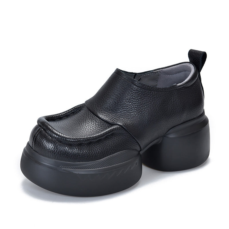 Women's Pumps Genuine Retro Round Toe High-cut Casual Shoes