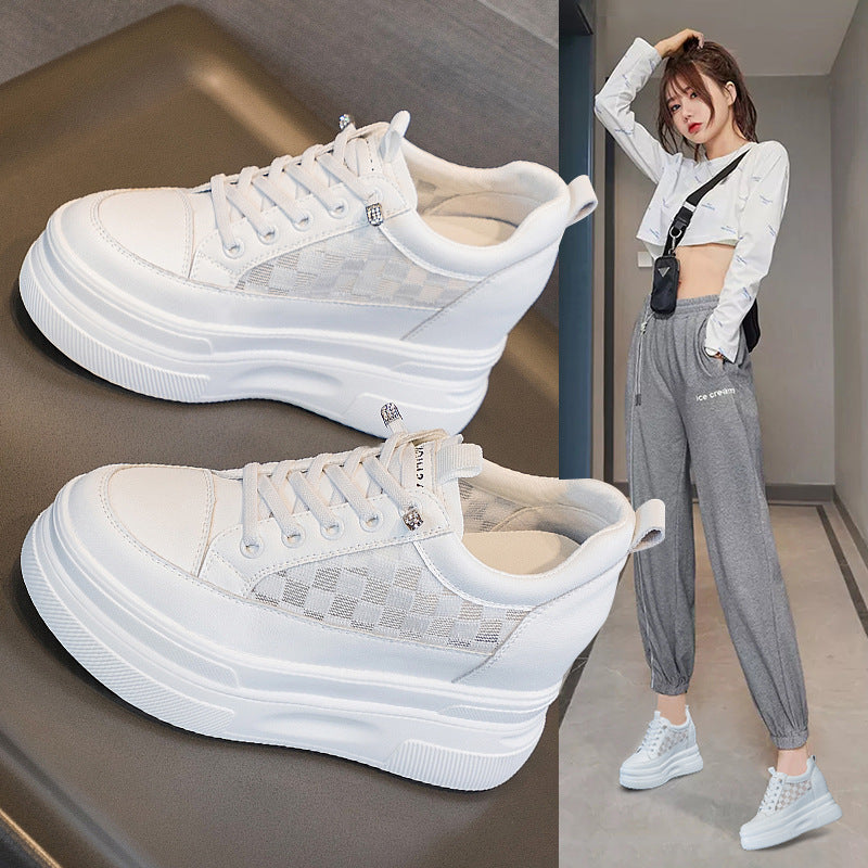 Women's Hidden Platform Korean Fashionable Popcorn White Heels