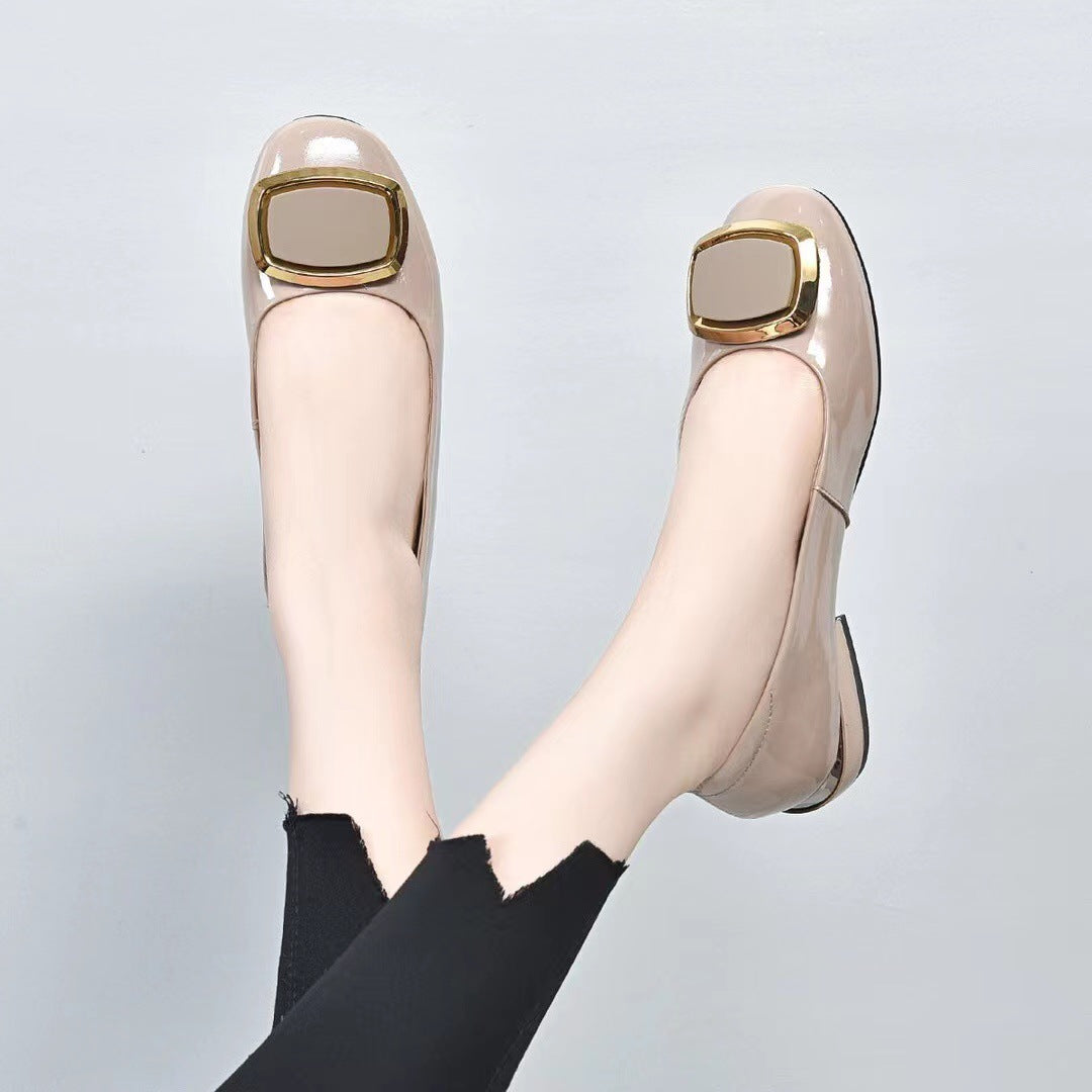 Women's Summer Patent Shallow Mouth Pointed Toe Casual Shoes