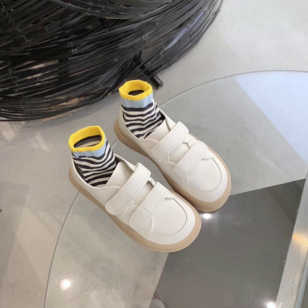 Women's Genuine Thick Bottom Velcro White For Summer Bread Sports Women's Casual Shoes