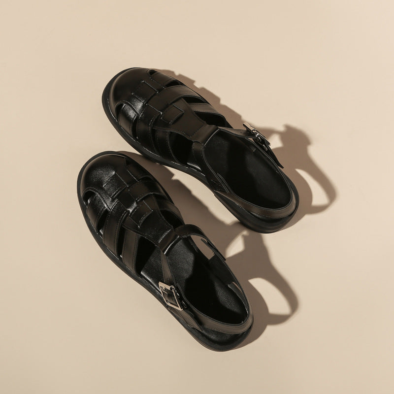 Women's Toe Roman Summer Cowhide Platform Fairy Sandals