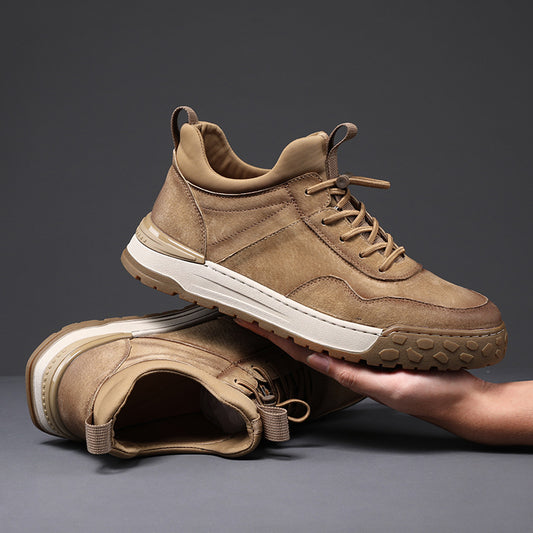 Men's Top Layer Cowhide Autumn Real With Fleece Lining Sneakers