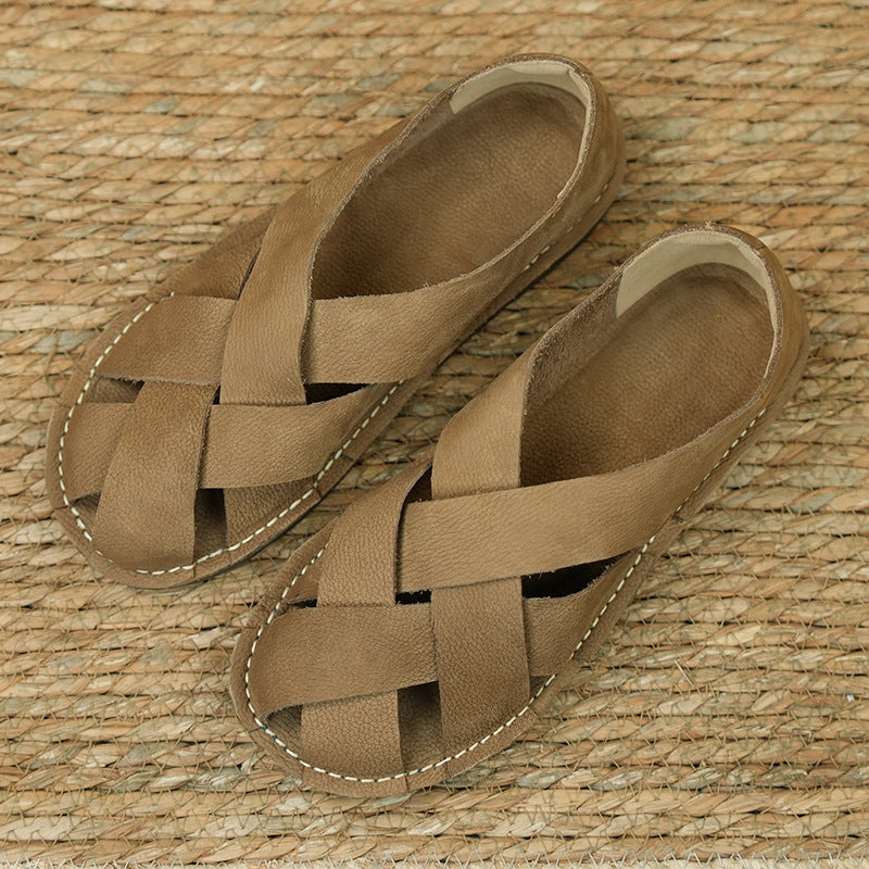 Women's Woven Handmade Cotton Linen Flat Pumps Breathable Sandals