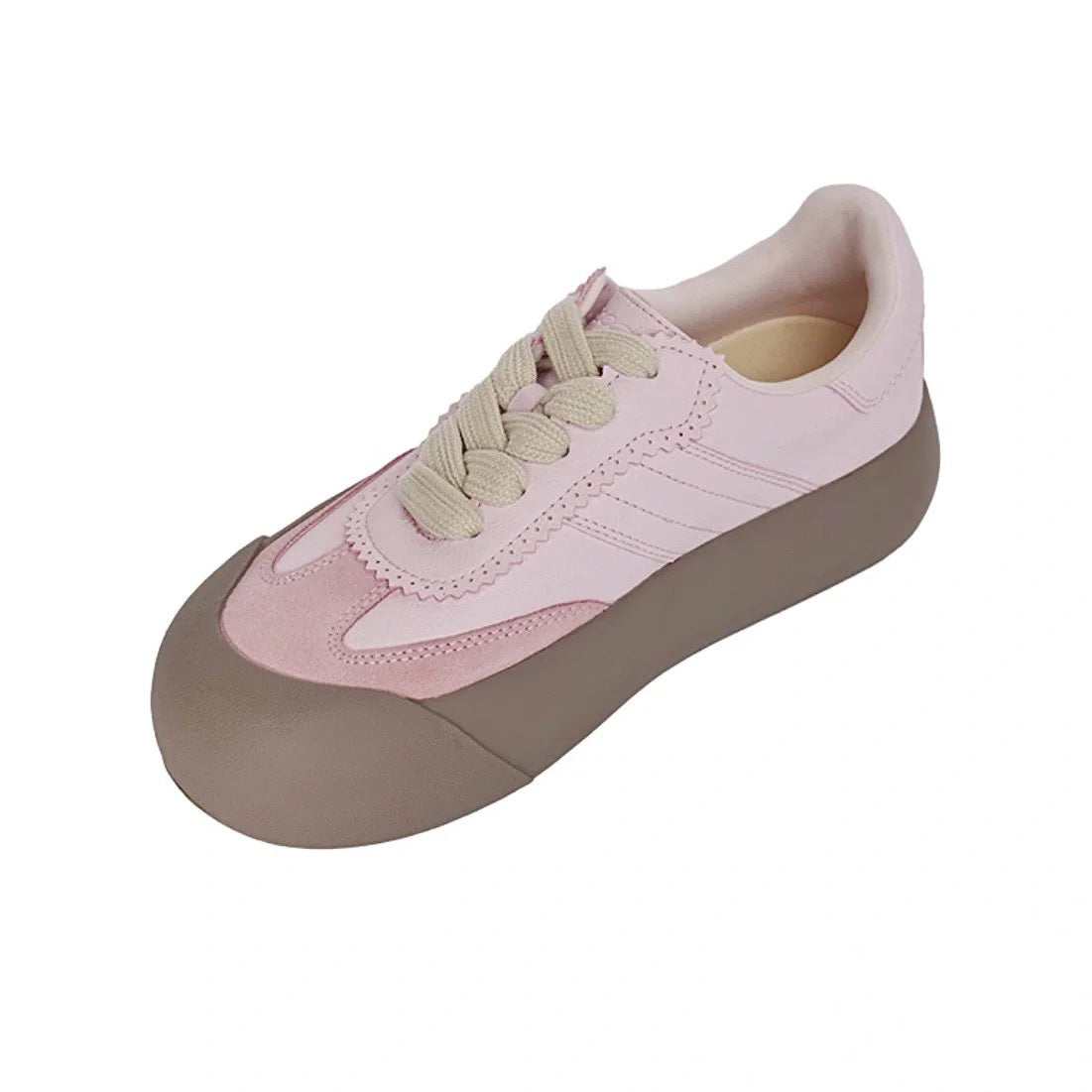 Women's White Puffy Platform Fat German Training Women's Casual Shoes