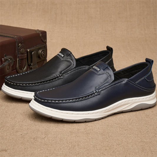 Men's Lightweight Antiskid First Layer Cowhide Soft Bottom Casual Shoes