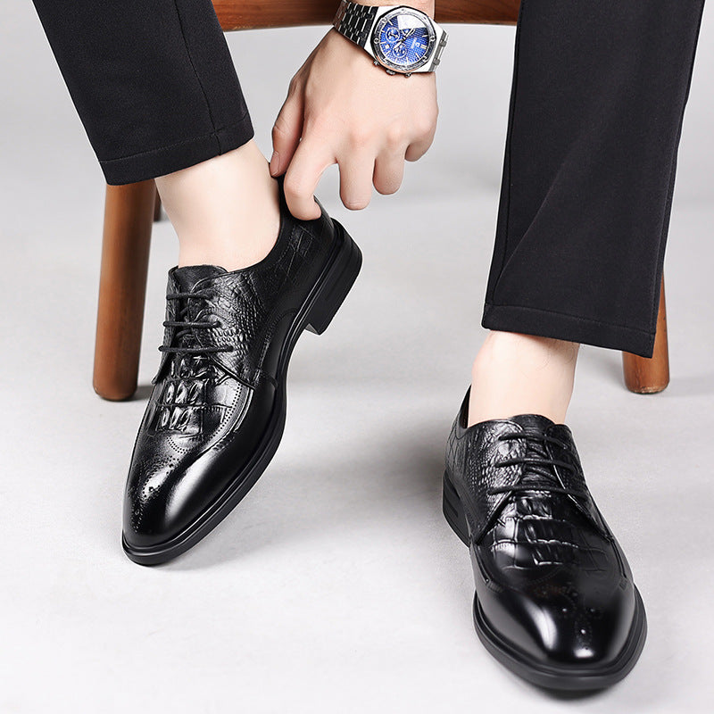 Men's Business Formal Classic Crocodile Pattern Pumps Leather Shoes