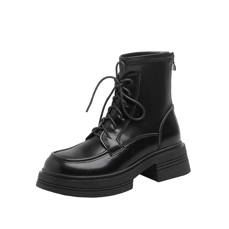 Women's Short Genuine Martin Retro Platform Skinny Boots