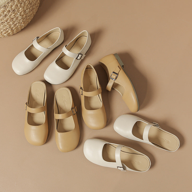 Women's Mouth Mary Jane Pumps Soft Bottom Flats Casual Shoes