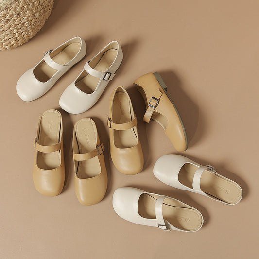 Women's Mouth Mary Jane Pumps Soft Bottom Flats Casual Shoes