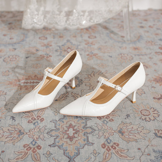 Belt Design Tight High Shallow Mouth Pointed Women's Fashion Shoes