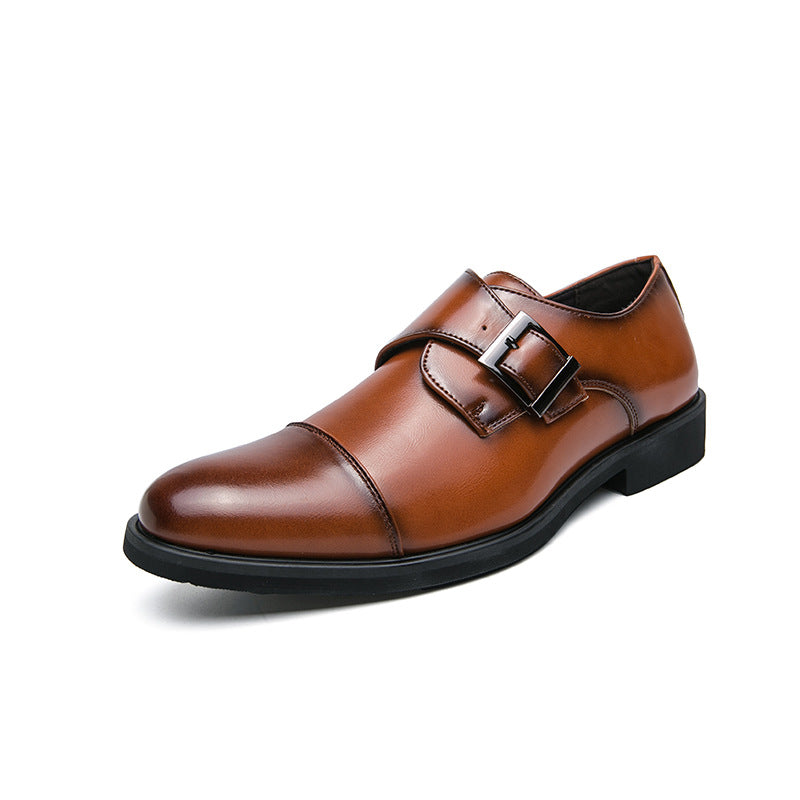 Men's Pointed Toe Business Formal Wear Low-cut Leather Shoes
