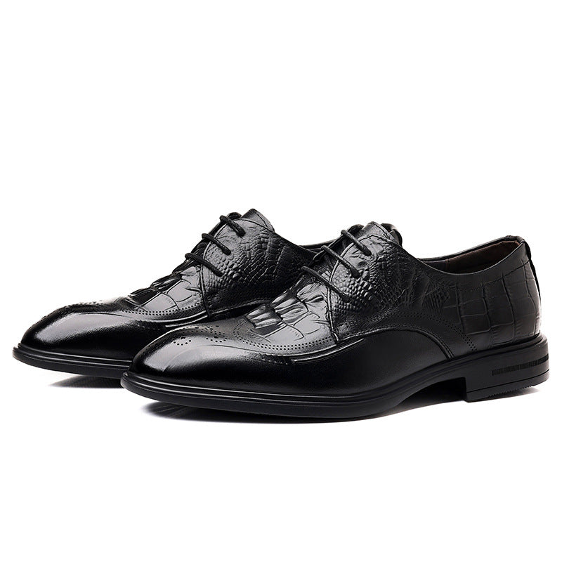 Men's Business Formal Classic Crocodile Pattern Pumps Leather Shoes