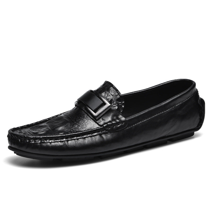 Men's Live Crocodile Pattern Plus Size Lazy Driving British Men's Casual Shoes