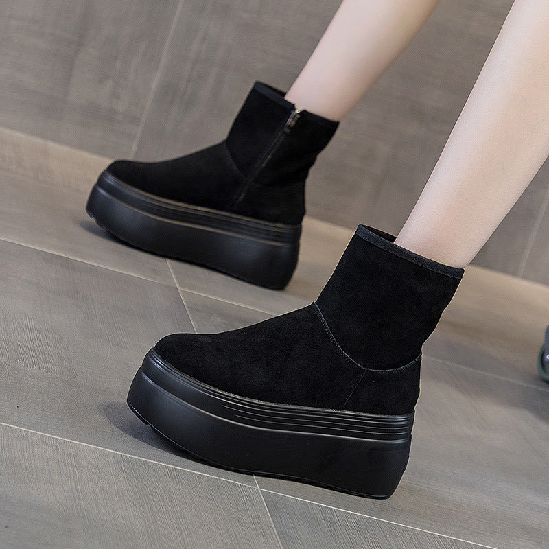 Women's Winter Fashion Pure Color High Slimming Women's Shoes