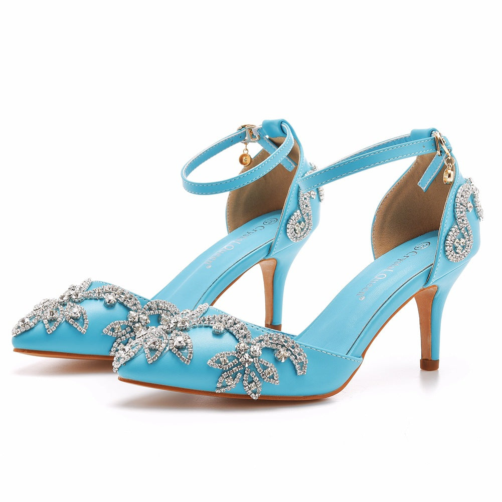 Plus Size Stiletto Pointed Toe Rhinestone High Heels