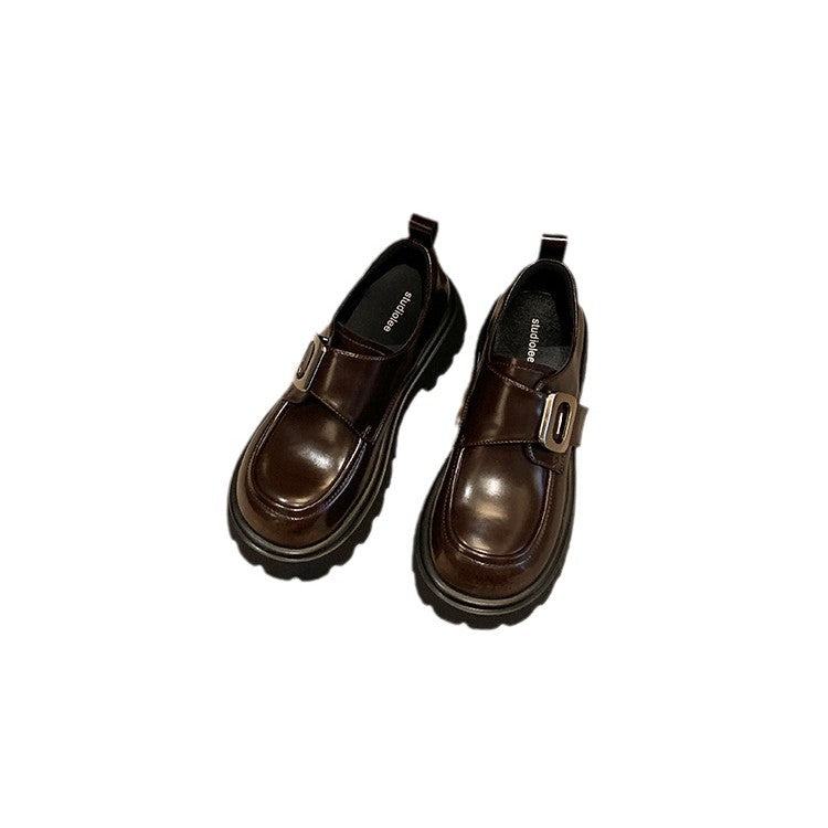 Women's Mom Preppy Style Square Buckle Slip-on Lofter Muffin Loafers