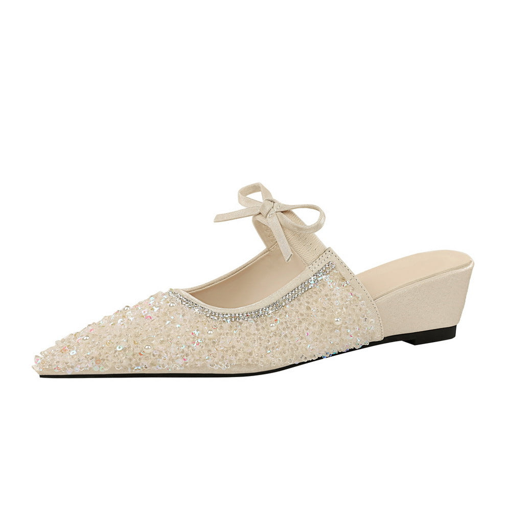 Women's Minority Pointed Toe Rhinestone Cap Outer Wear Heels