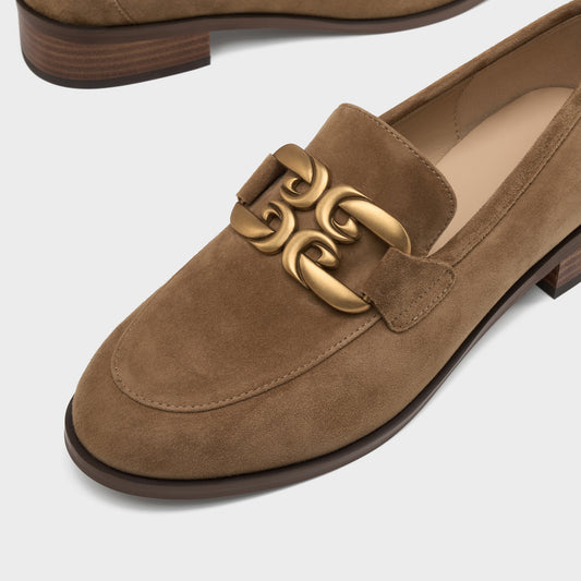 Julia Hull Double Hook Metal Buckle Chunky Round Loafers