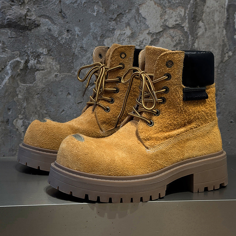 Women's & Men's Worker Platform Height Increasing British Style Boots