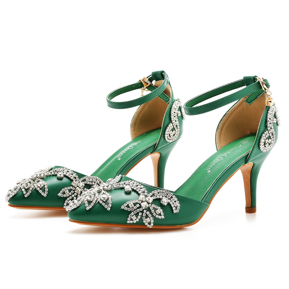 Plus Size Stiletto Pointed Toe Rhinestone High Heels