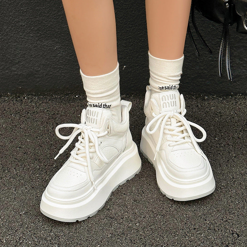 Women's Platform Fleece-lined Warm Sports Board Sneakers