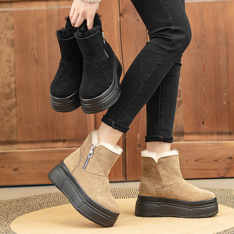 Women's Heightening Thickening Wool Fluffy Cotton Winter Snow Boots