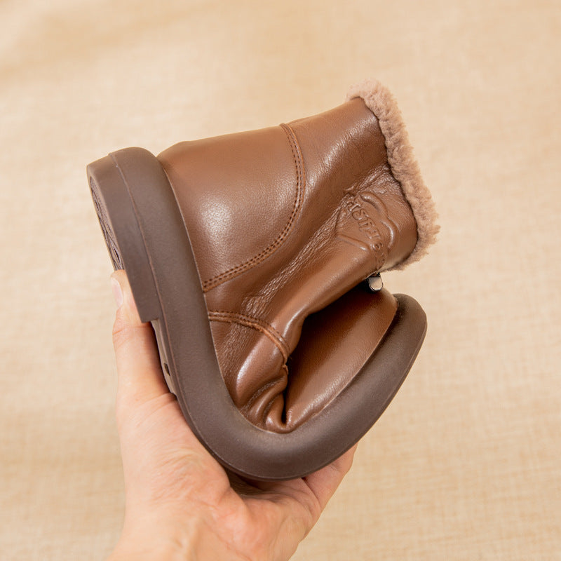 Women's Short Winter Plus Veet Genuine Mom Snow Boots