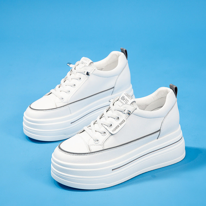 Massage Height Increasing Insole Platform White Casual Shoes