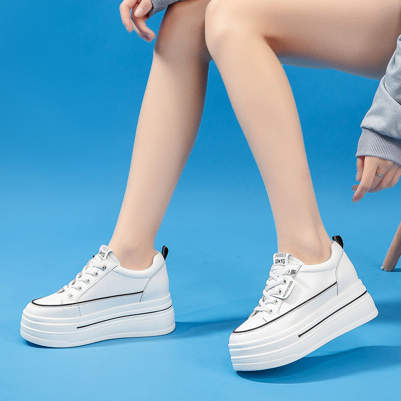 Massage Height Increasing Insole Platform White Casual Shoes