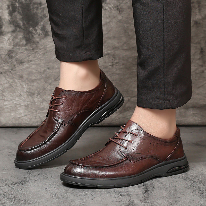 Men's Business Lace Up Round Toe Retro Leather Shoes