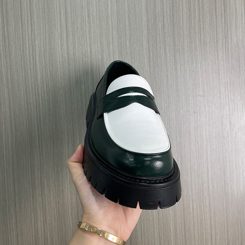 Men's Color Matching Green Lazy Slip On Loafers