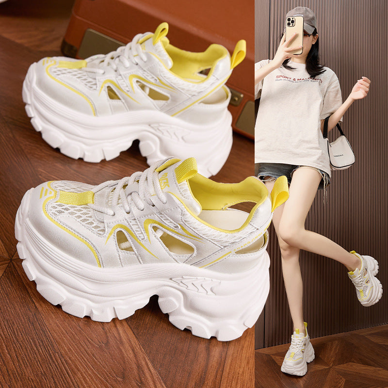 Women's Platform Dad Summer Hollow Hole Breathable Sneakers