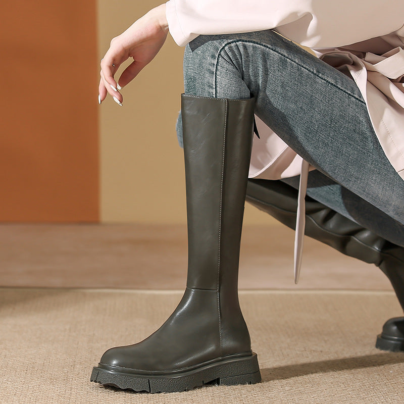 Women's Style Thick Bottom Below The Knee Boots