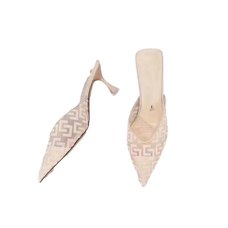 Women's Spring Stiletto Mesh Closed Toe Half Heels