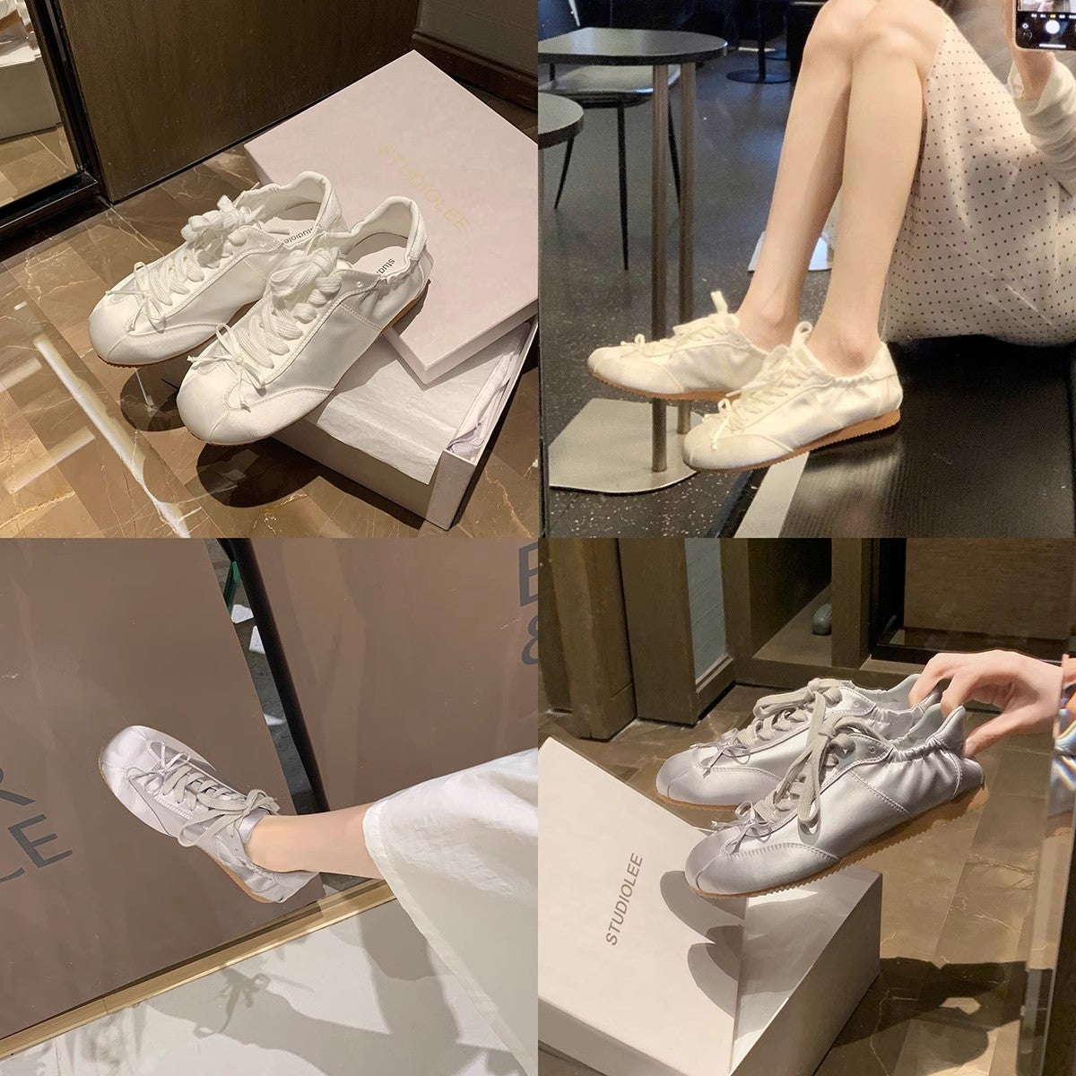 Ballet Style Sweet Round Head Satin Sports Board Women's Casual Shoes