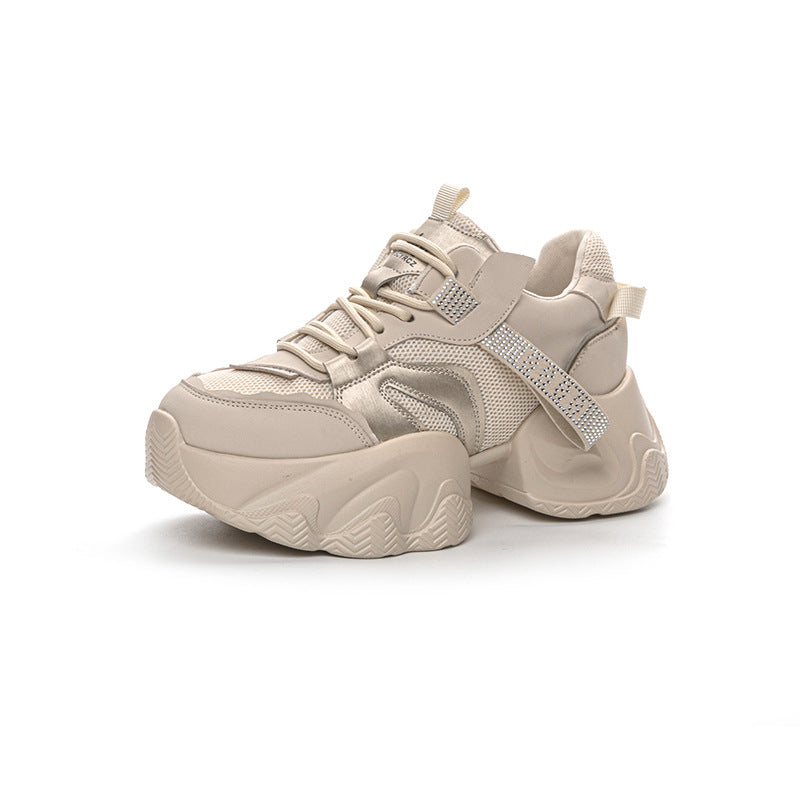 Women's Dad Thick Bottom Transparent Mesh Height Increasing Insole Fashion Women's Casual Shoes