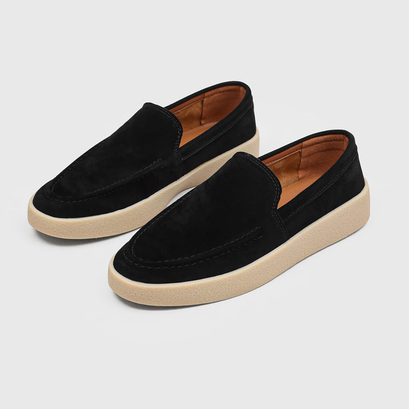 Men's Commuter British Style Slip-on Lazy Lightweight Old Money Men's Casual Leather Shoes