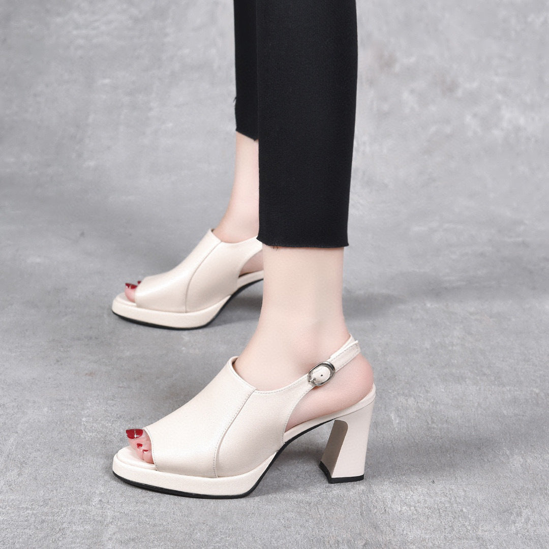 Women's High Summer Peep Toe Waterproof Platform Heels