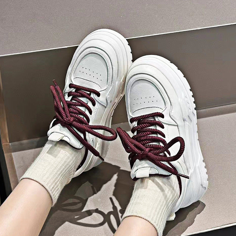Women's Platform White Genuine Pumps Increased Fashion Casual Shoes
