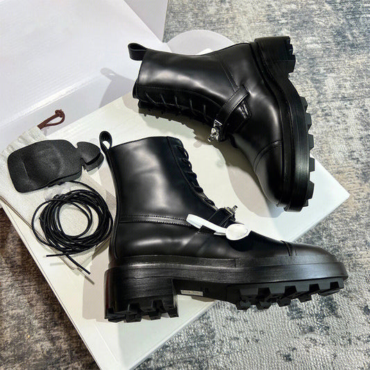 Women's Toe Sier Lock Chunky Martin Raise Boots